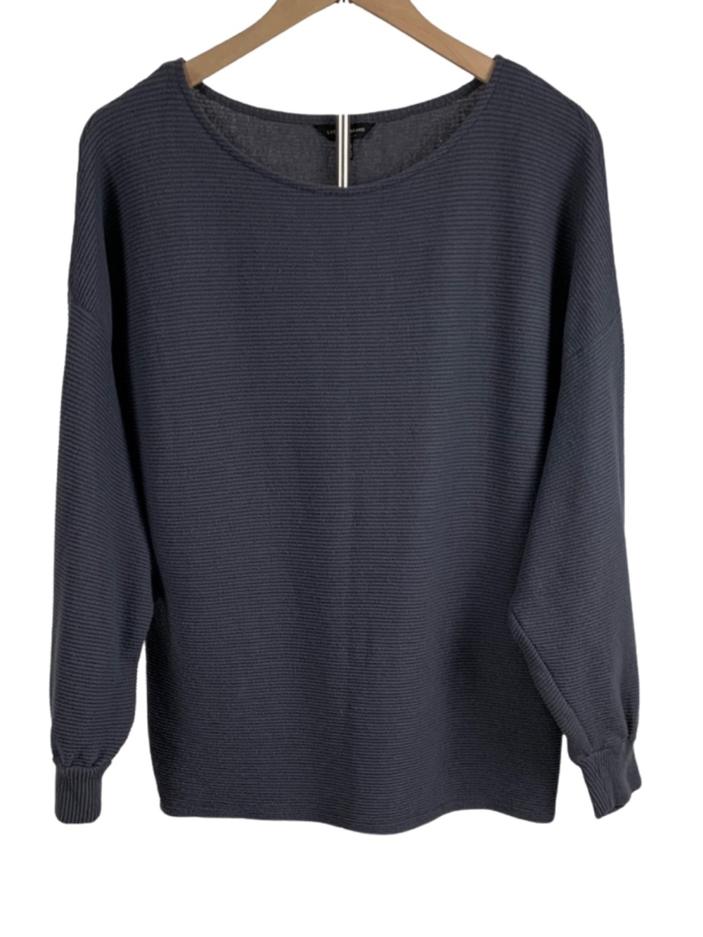 Lucky Brand Women's XL Navy Dolman Ribbed Crew Neck Shirt Minimalist Boho